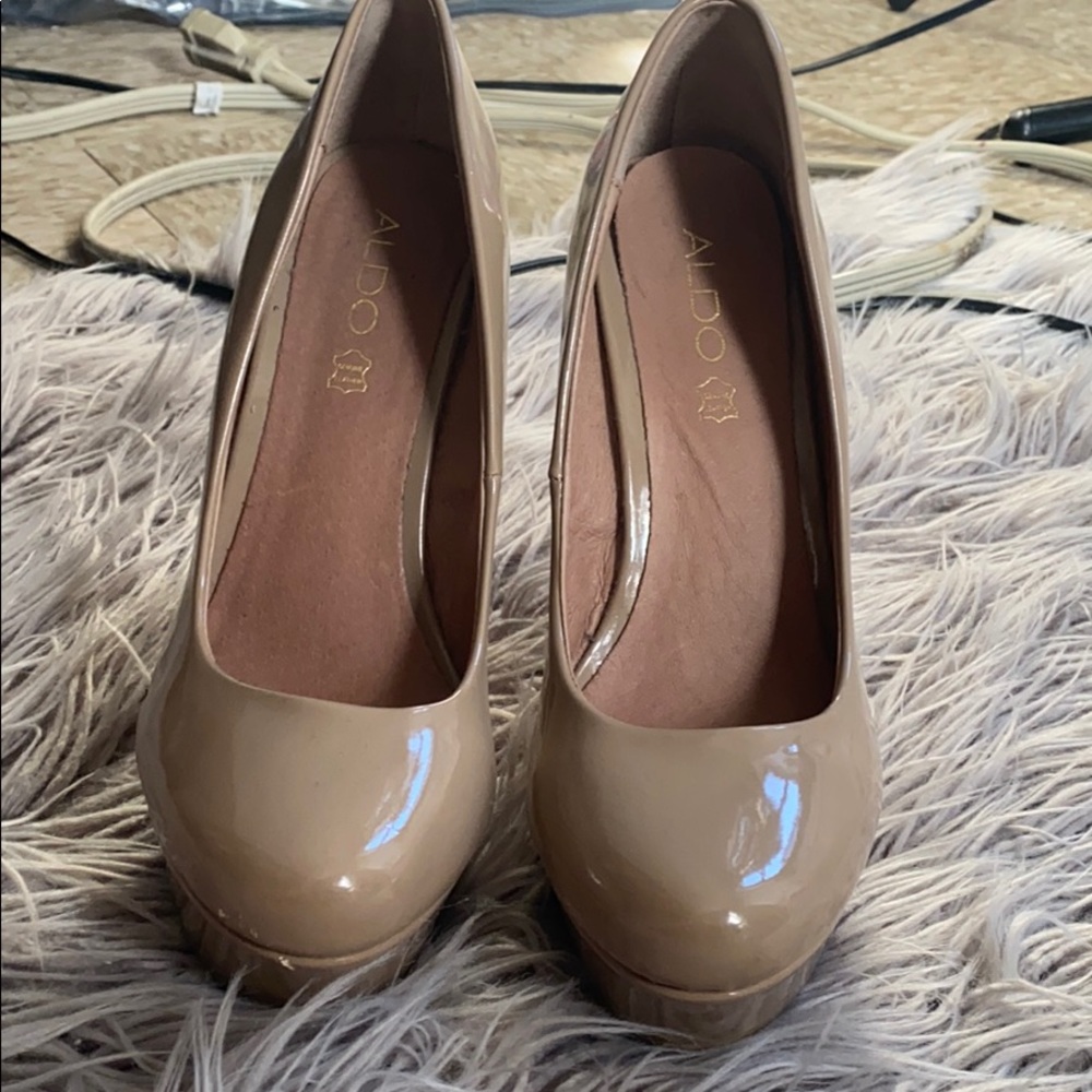 Beige platform wedges